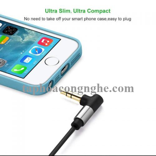 Ugreen 30560 3M màu Đen Cáp âm thanh 2 đầu 3.5mm dương 2 đầu vuông góc mạ vàng AV139 30030560